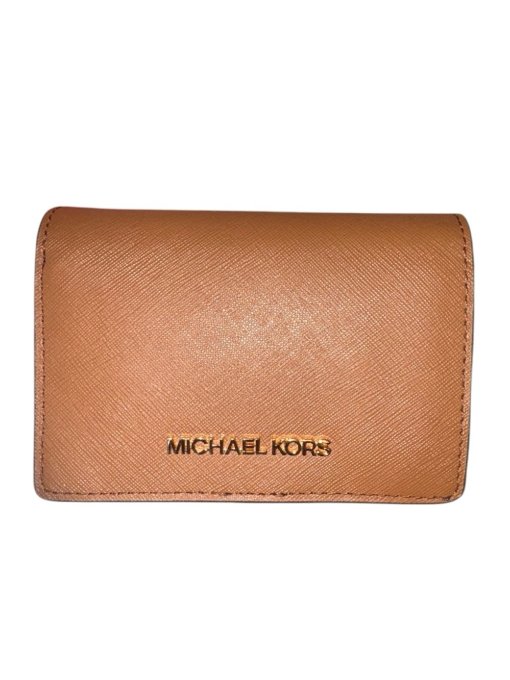 Michael Kors Jet Set Medium Travel Tan Saffiano Leather Bi-Fold Wallet